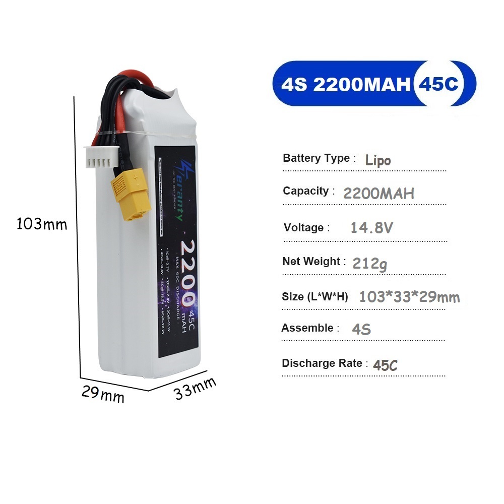 4S LiPo Battery 14.8V 1500mah  - Drone Battery 4S review and price